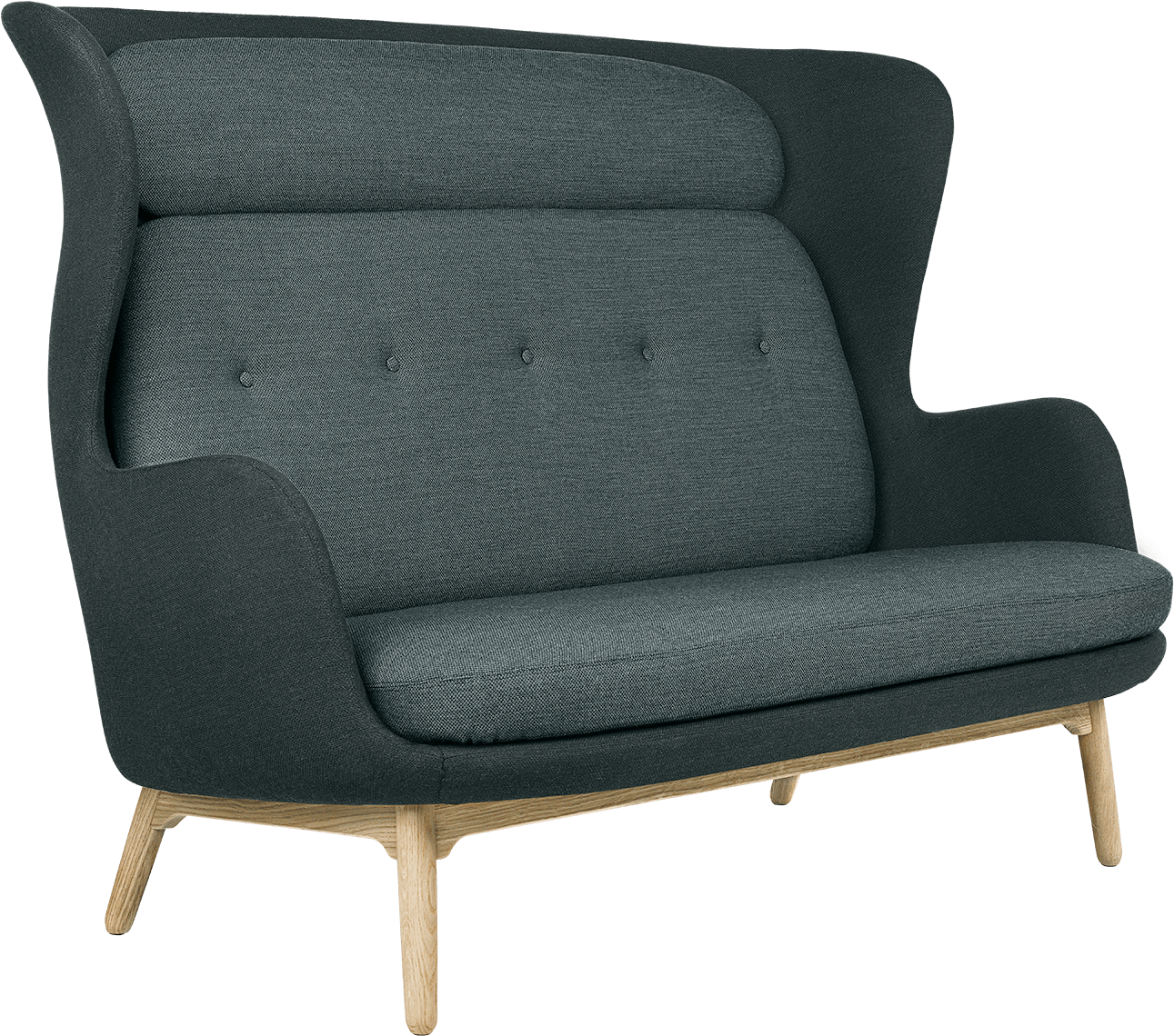 Modern Charcoal Sofawith Wooden Legs.png PNG Image