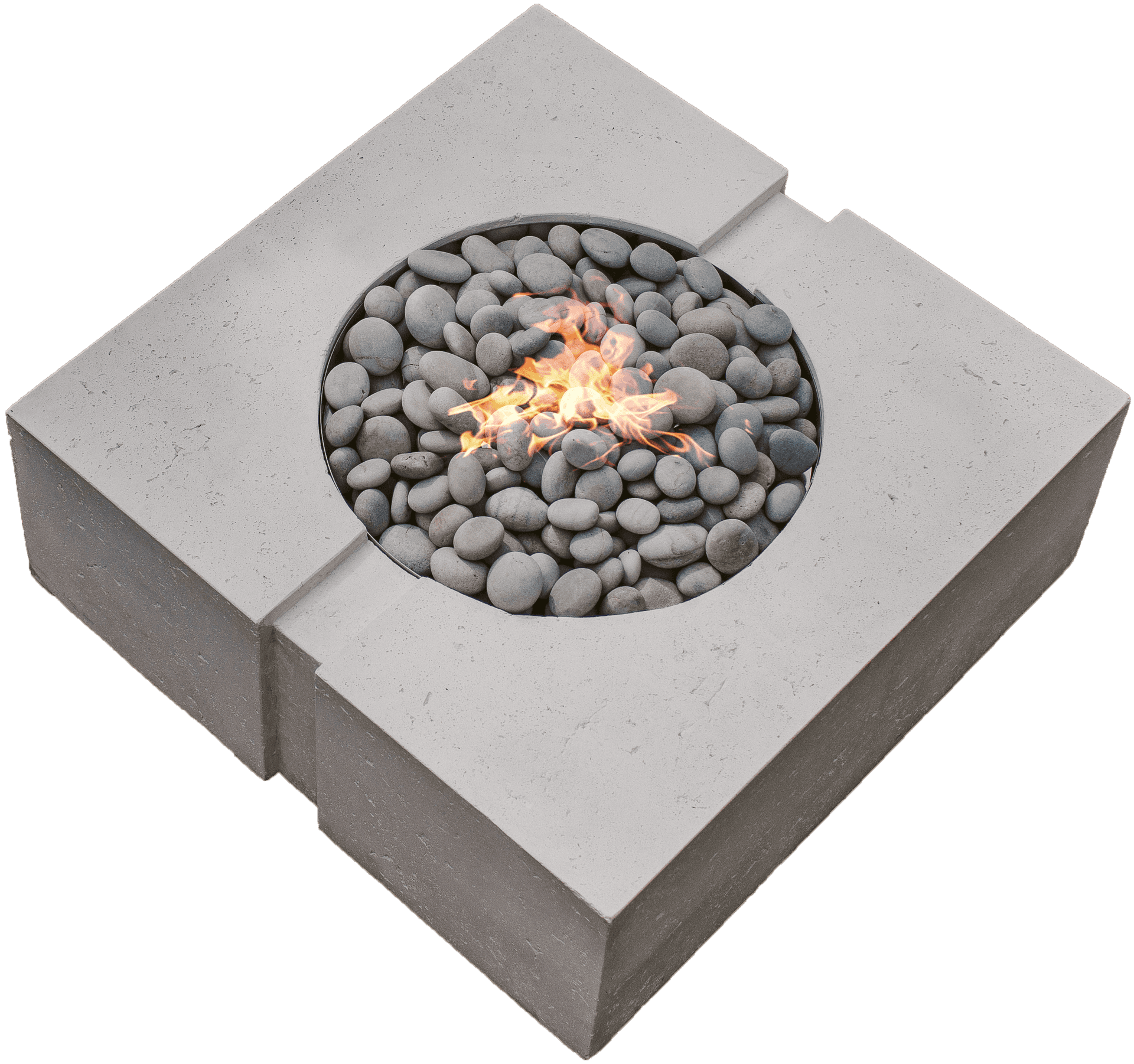 Modern Cobblestone Fire Pit Design PNG Image