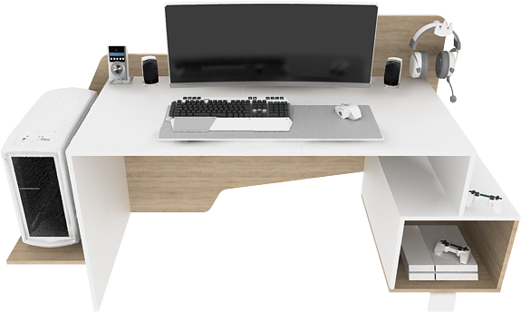 Modern Computer Desk Setup PNG Image