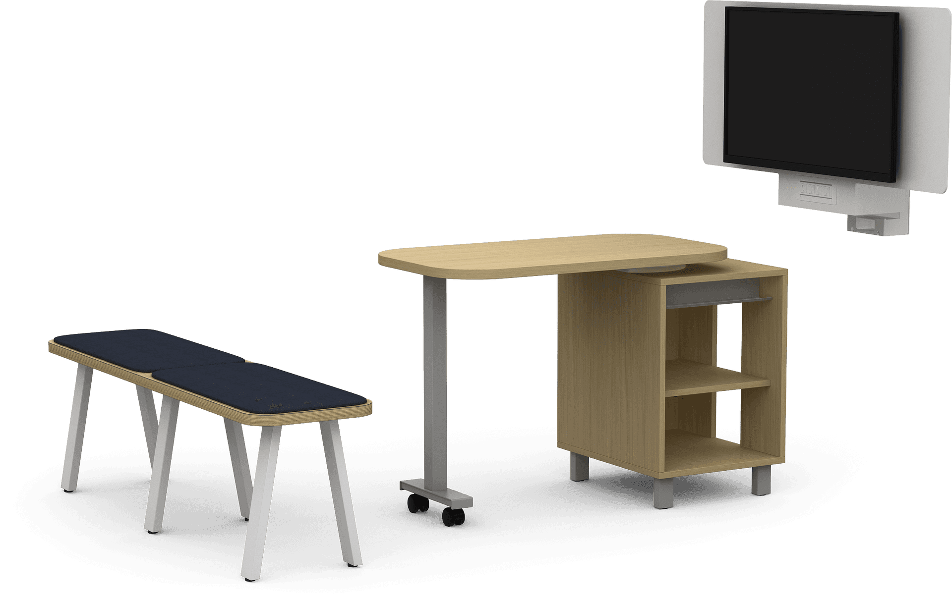 Modern Computer Desk Setup PNG Image