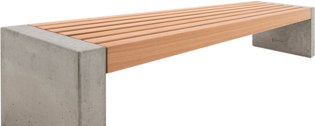 Modern Concreteand Wood Bench PNG Image