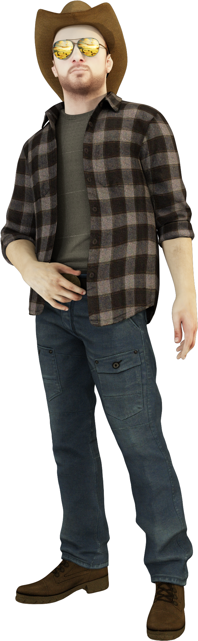 Modern Cowboy Casual Attire PNG Image