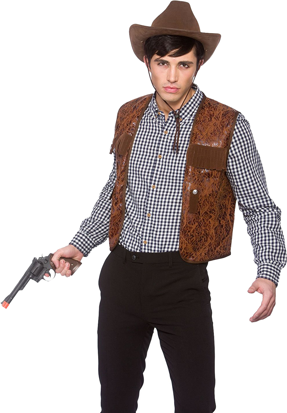 Modern Cowboy Pose With Gun.png PNG Image