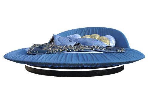 Modern Design Round Bed Blue PNG Image