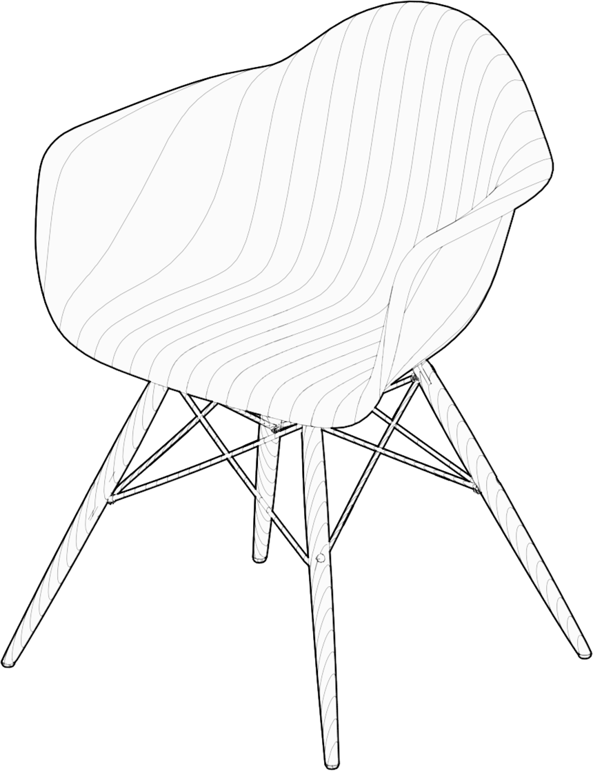 Modern Designer Chair Outline PNG Image