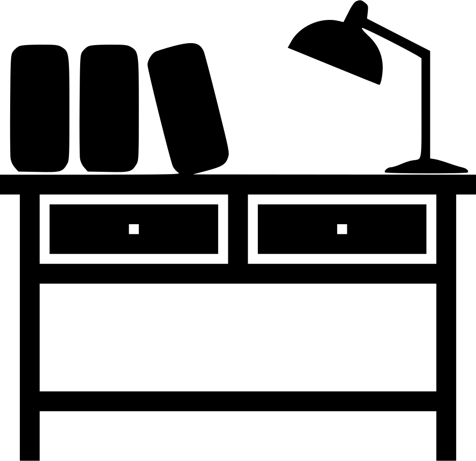 Modern Desk Setup Silhouette PNG Image