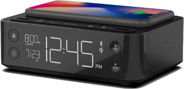 Modern Digital Alarm Clockwith Wireless Charging PNG Image