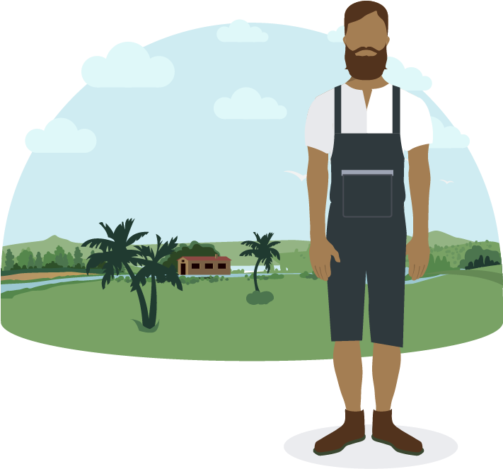 Modern Farmer Standing In Field PNG Image