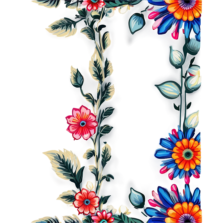 Modern Flower Border Png Drr PNG Image