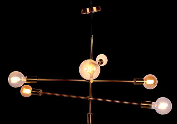 Modern Geometric Chandelier Lighting PNG Image