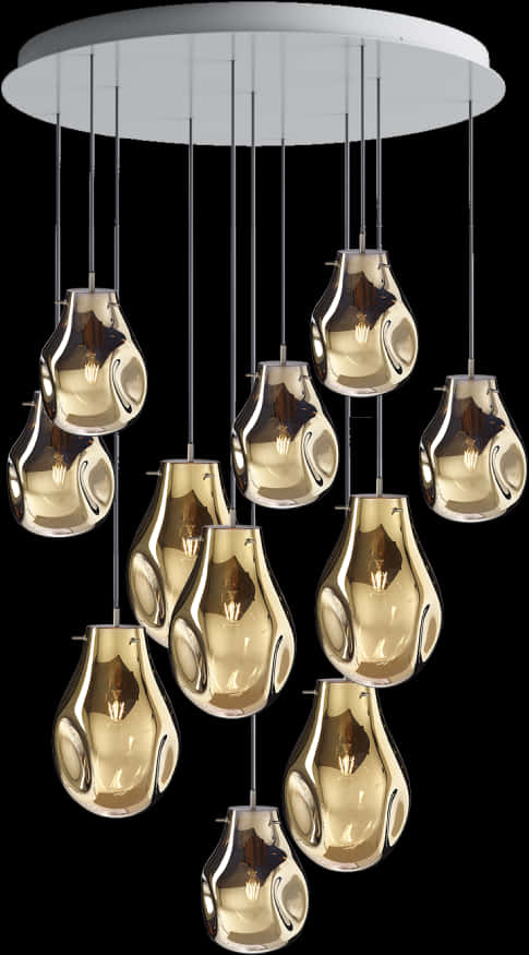 Modern Glass Pendant Chandelier PNG Image