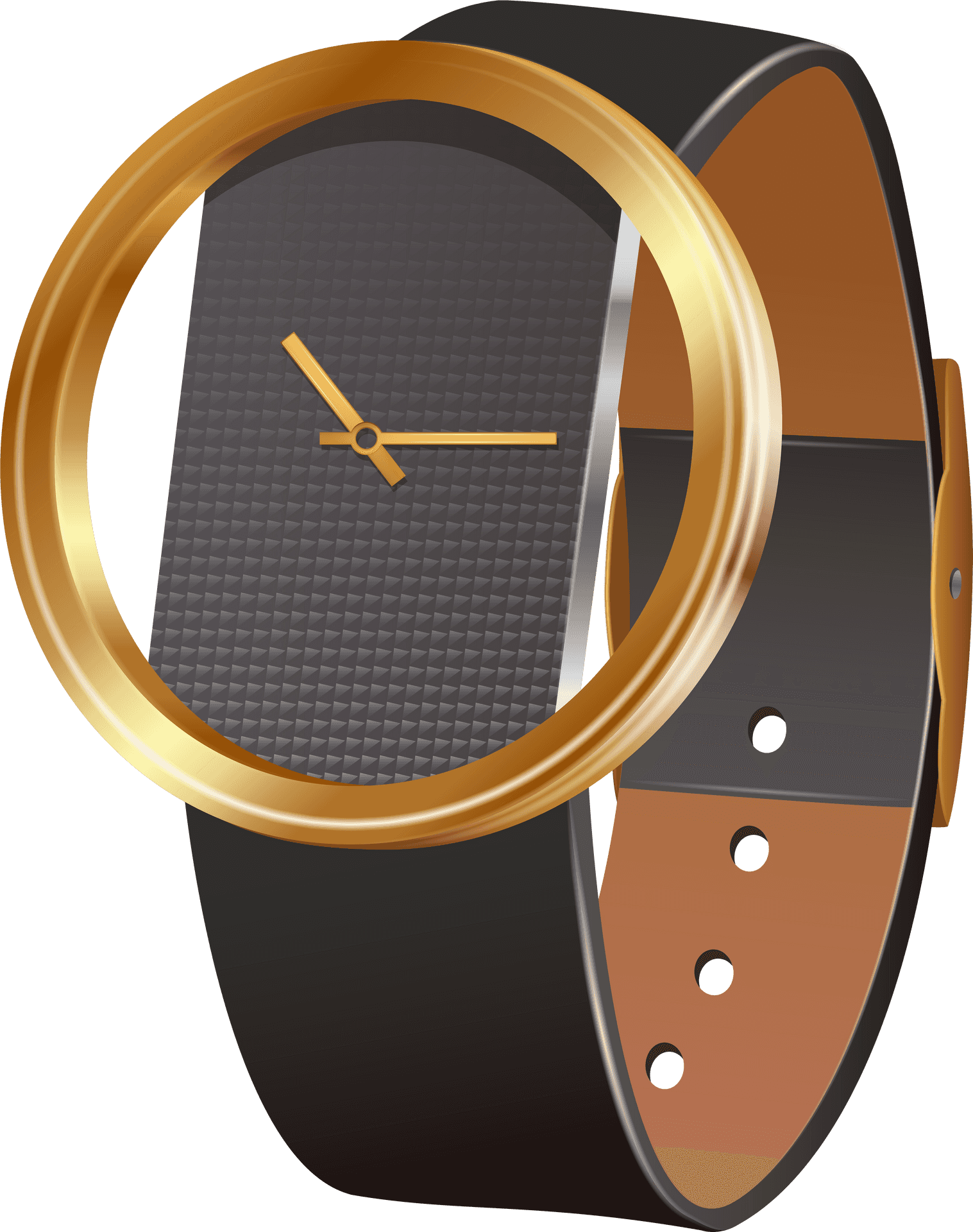 Modern Golden Bezel Wristwatch PNG Image