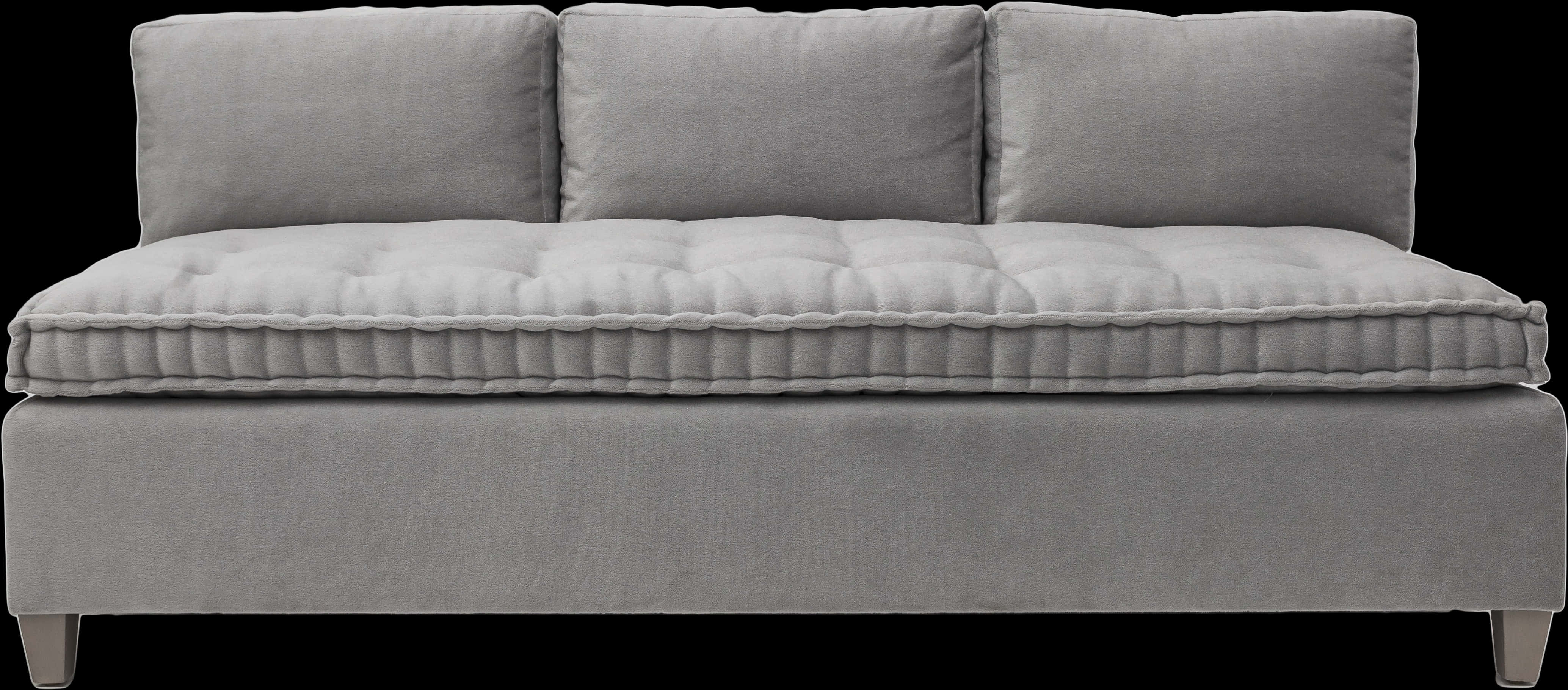 Modern Gray Couch Side View PNG Image