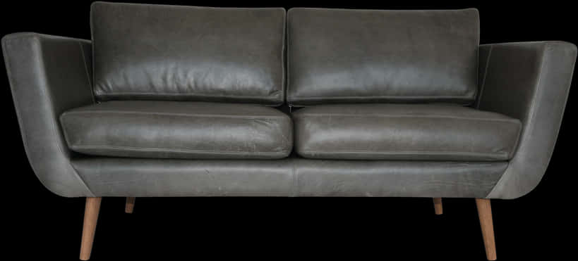 Modern Gray Leather Sofa PNG Image