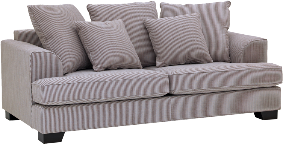 Modern Gray Striped Sofa PNG Image