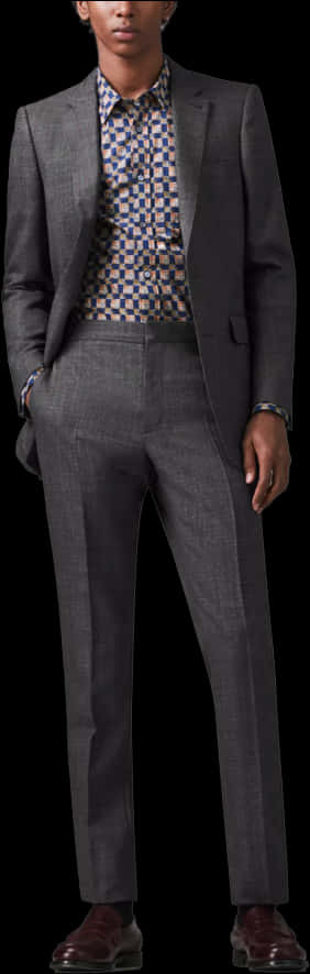 Modern Grey Suit Fashion PNG Image