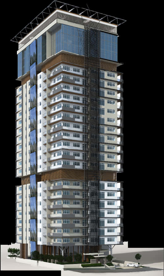 Modern High Rise Buildingat Night PNG Image