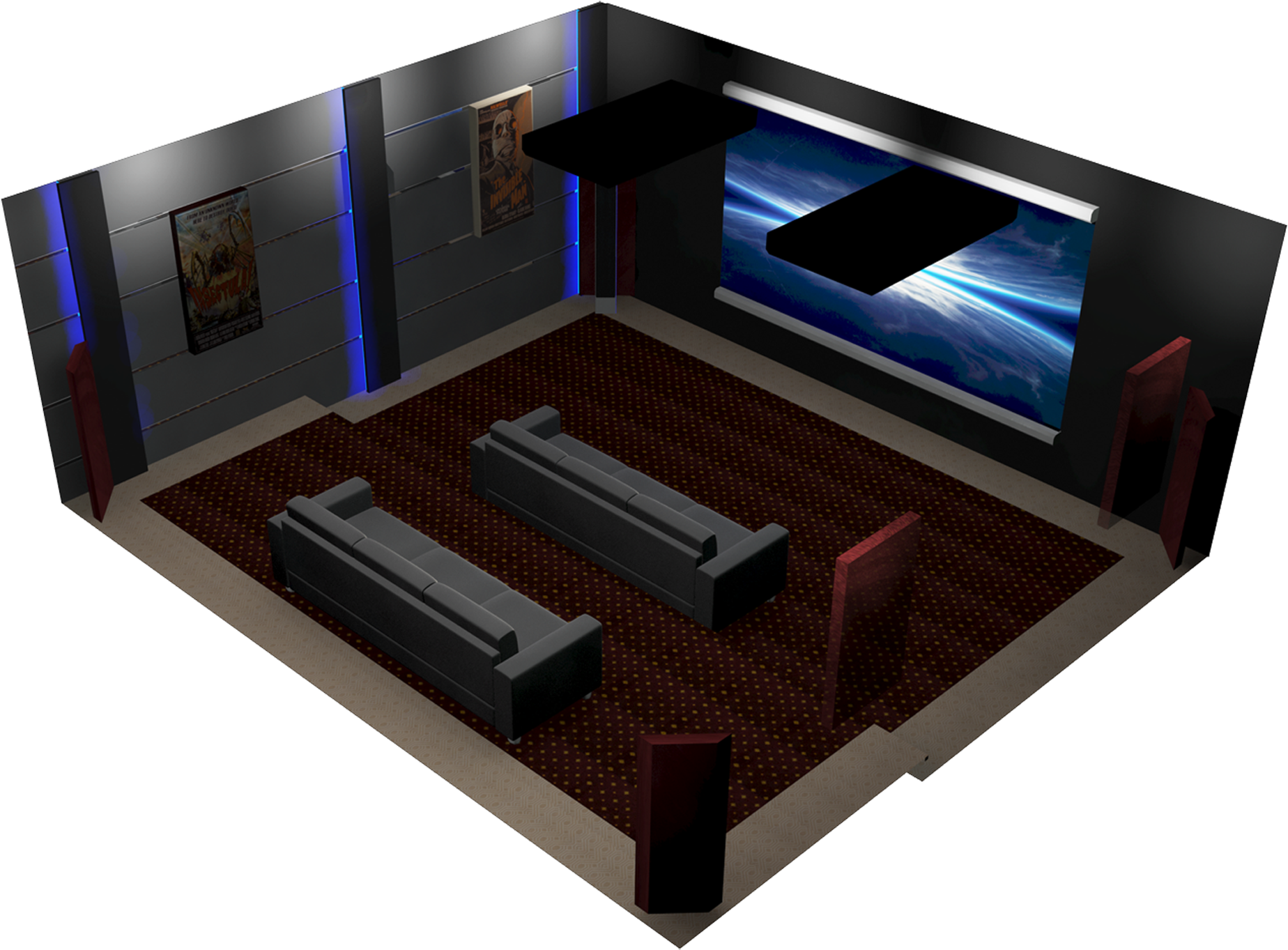 Modern Home Theater Design PNG Image