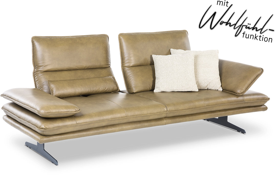 Modern Leather Sofa With Cushions PNG Image