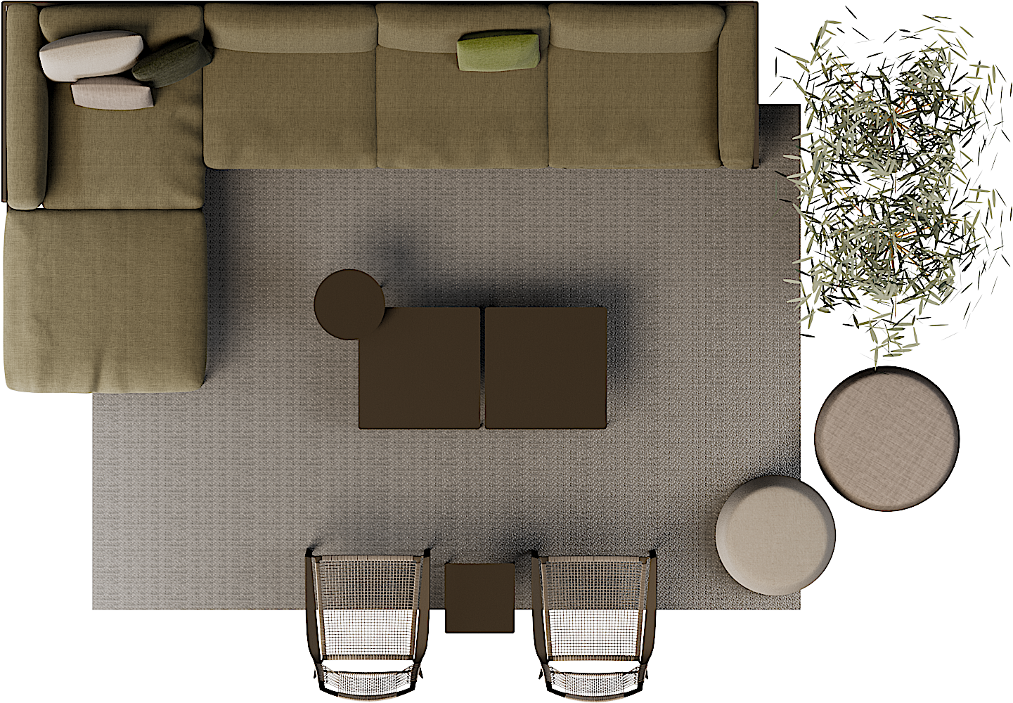 Modern Living Room Layout Top View PNG Image