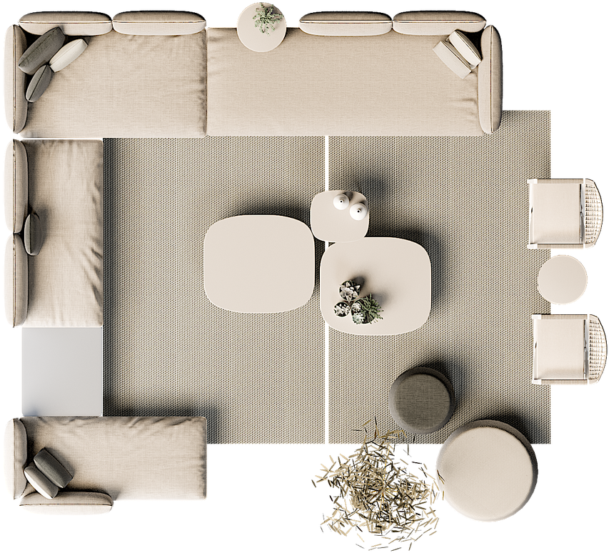 Modern Living Room Top View PNG Image