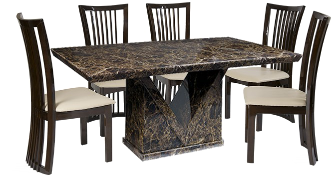 Modern Marble Dining Table Set PNG Image