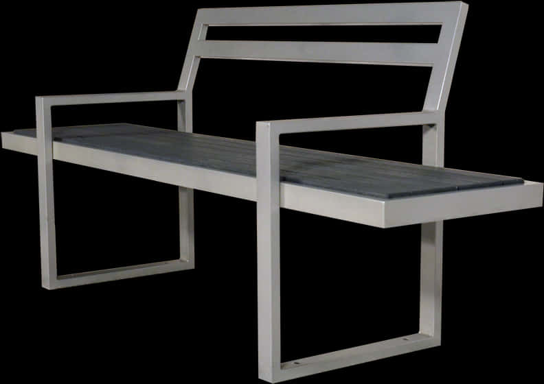 Modern Metal Park Bench Design PNG Image