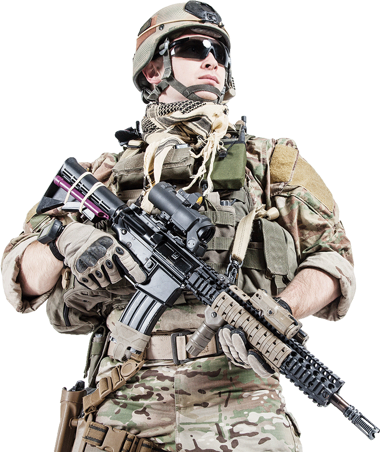 Modern Military Soldier Portrait PNG Image