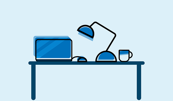 Modern Office Desk Setup PNG Image