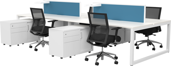 Modern Office Workstations Setup PNG Image