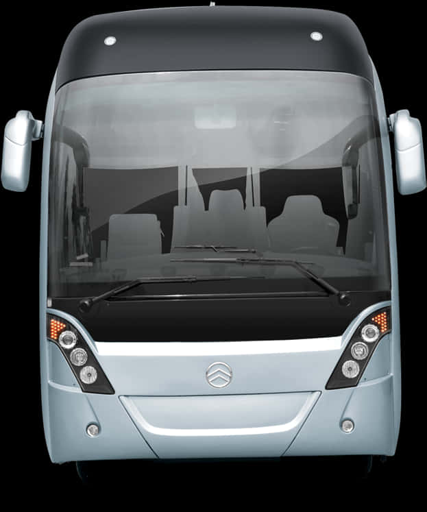 Modern Silver Bus Front View.jpg PNG Image