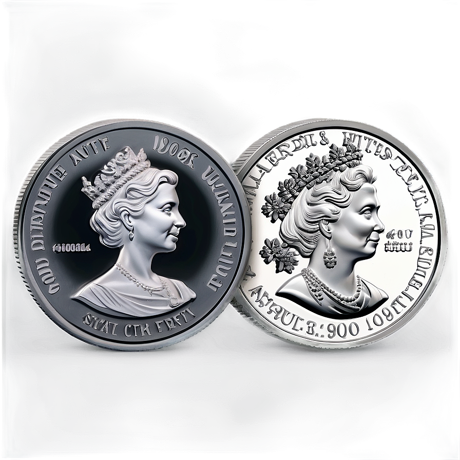 Modern Silver Coin Rendering Png Acu PNG Image