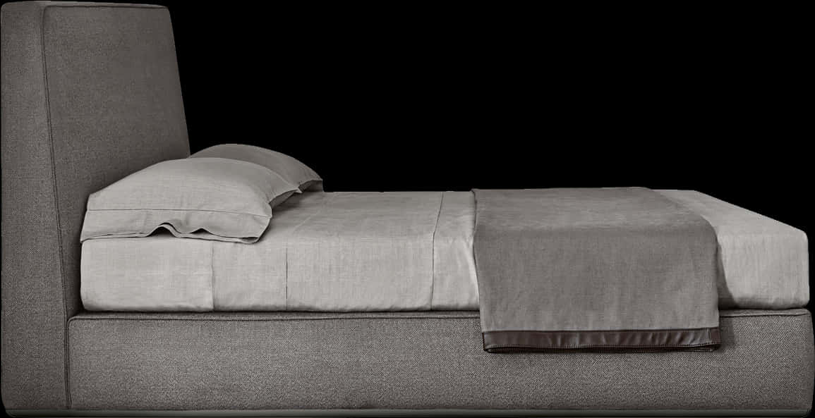 Modern Single Bedwith Headboard PNG Image