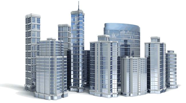 Modern Skyscrapers3 D Model PNG Image