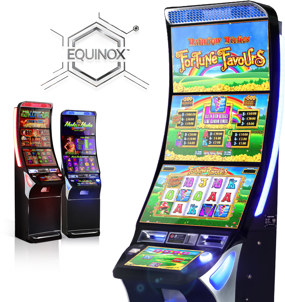 Modern Slot Machines Display Equinox Brand PNG Image