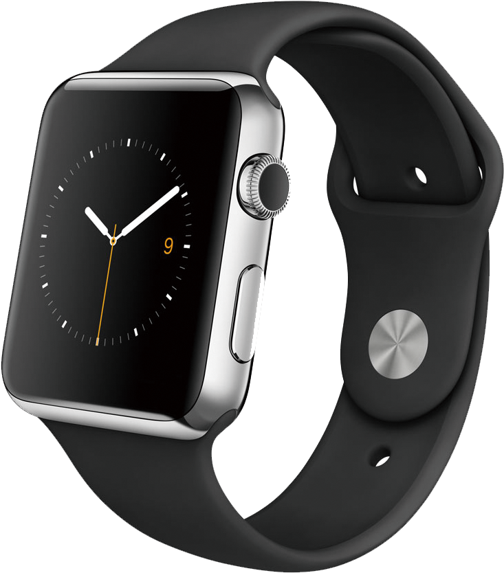 Modern Smartwatch Black Band PNG Image