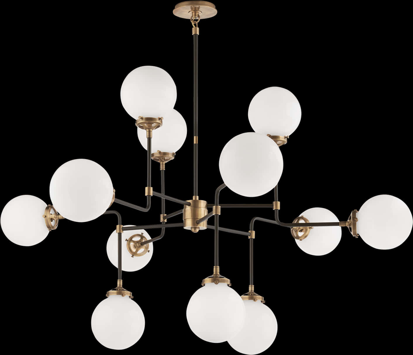 Modern Spherical Glass Chandelier PNG Image