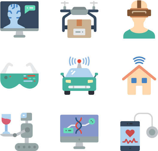 Modern Technology Icons Set PNG Image