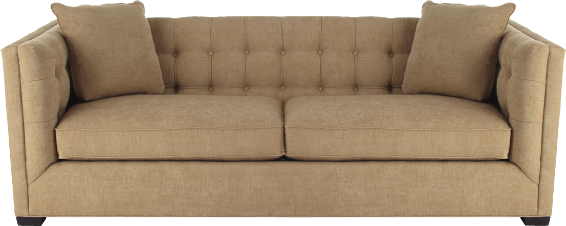 Modern Tufted Tan Sofa PNG Image