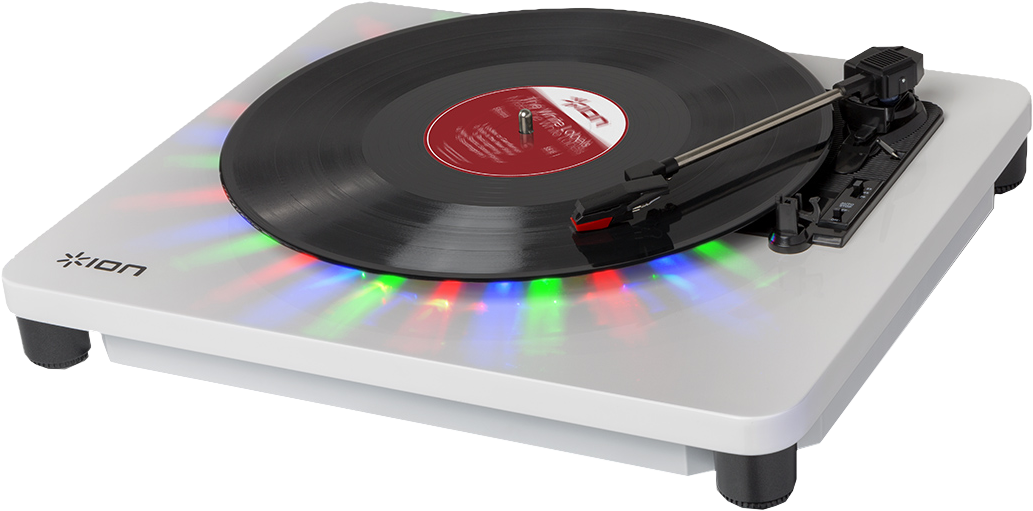 Modern Turntablewith Colorful Lights PNG Image