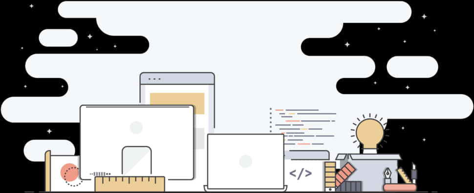 Modern Web Development Workspace Illustration PNG Image