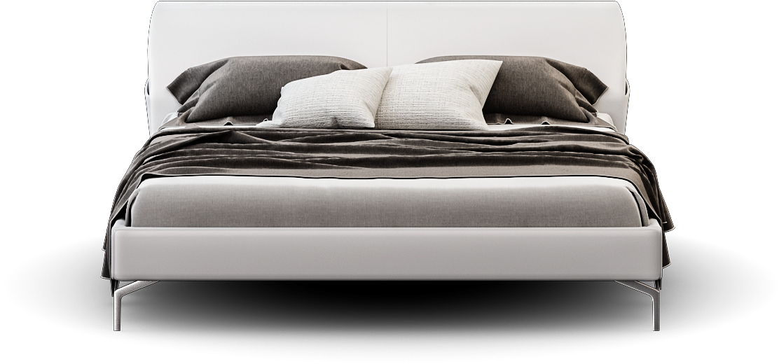 Modern White Bed Design PNG Image