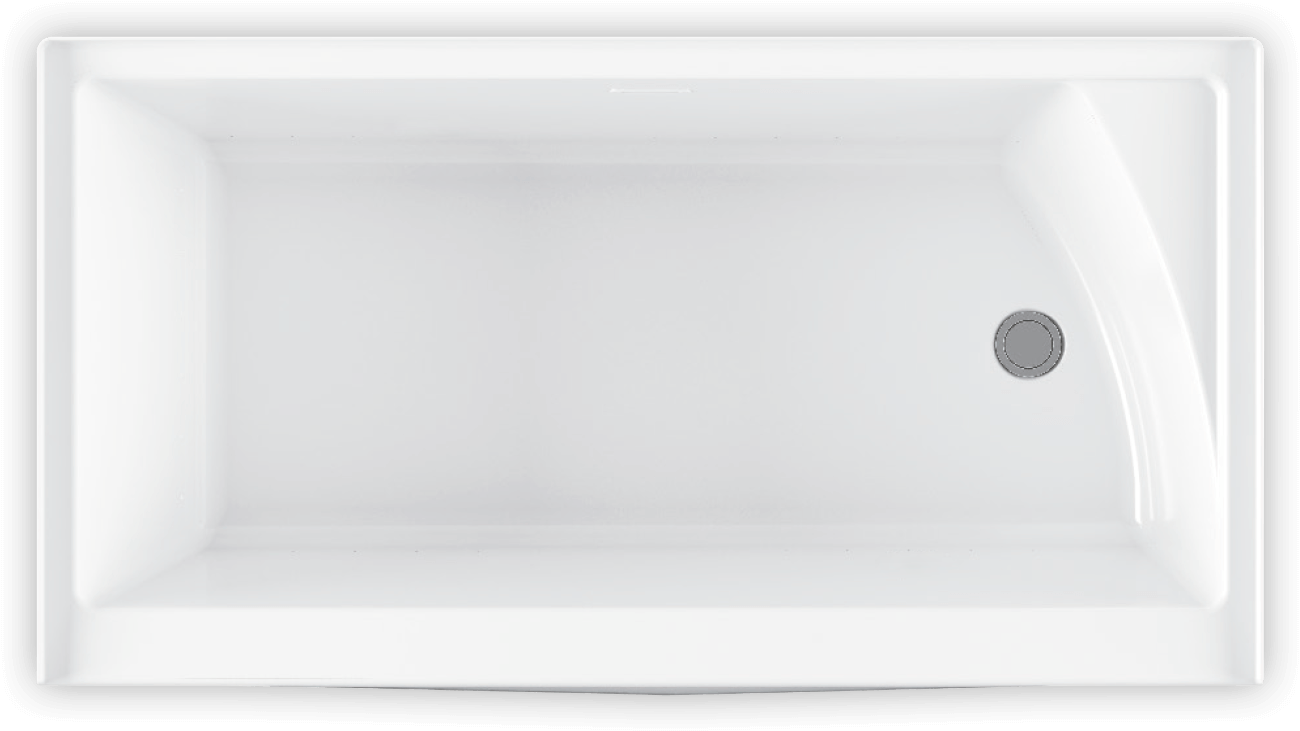 Modern White Rectangular Bathtub Top View PNG Image