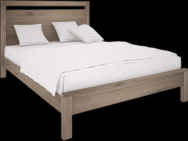 Modern Wooden Bed Design PNG Image