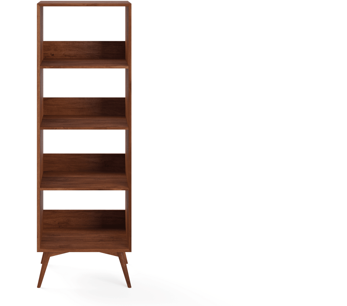 Modern Wooden Bookshelf Mid Century Design PNG Image