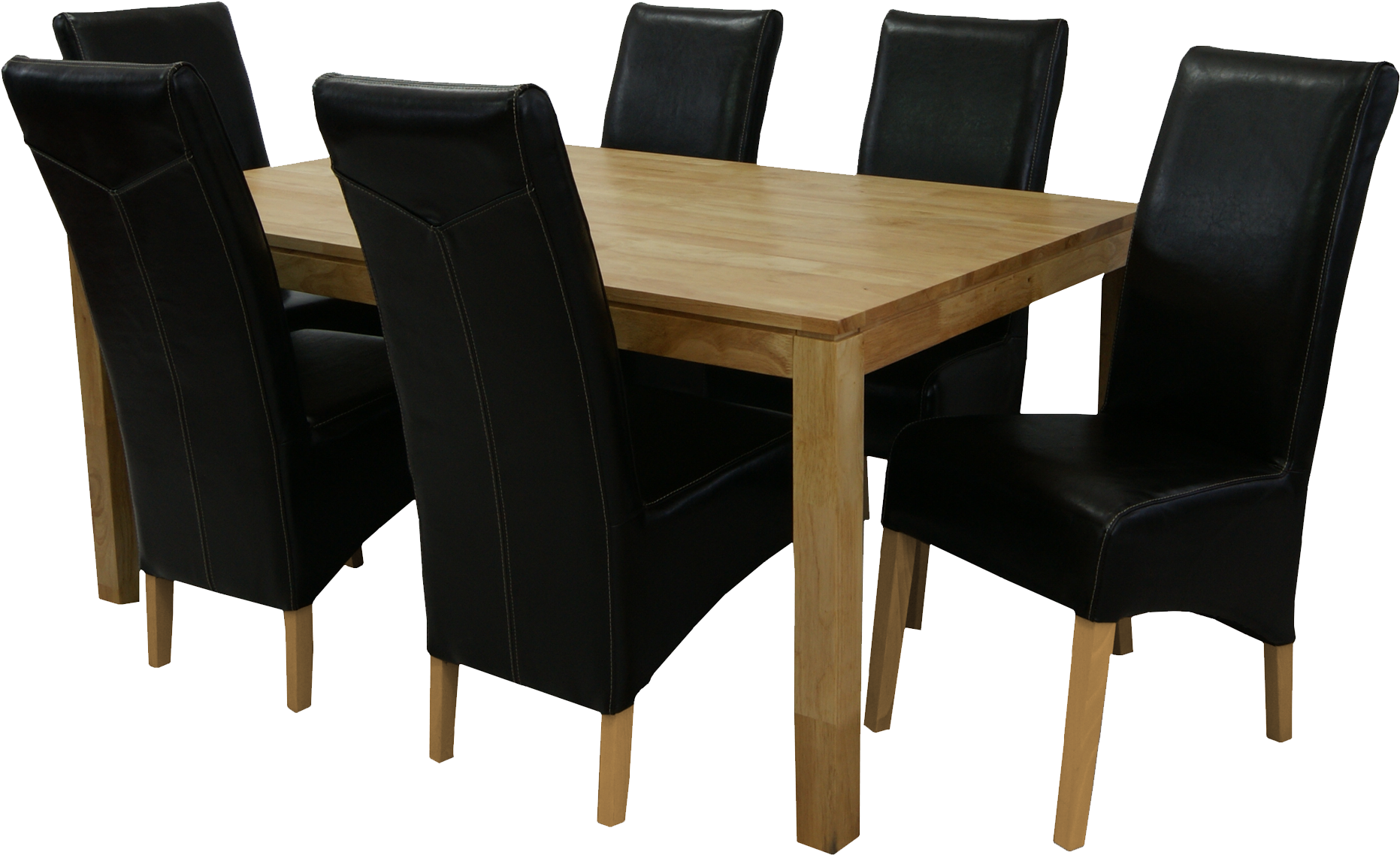 Modern Wooden Dining Tablewith Black Chairs.png PNG Image