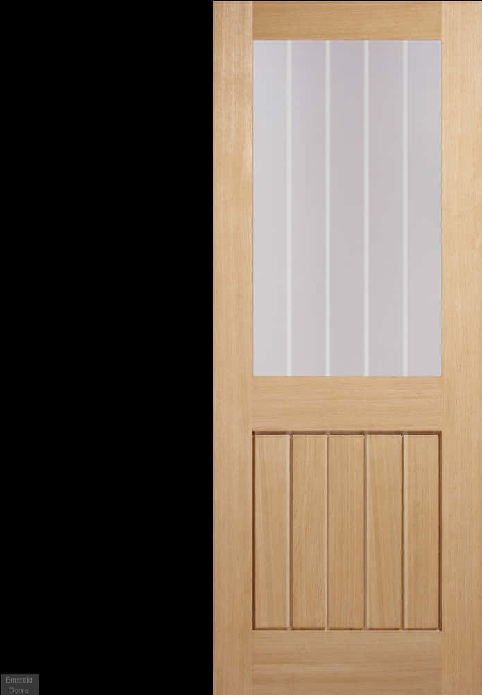 Modern Wooden Doorwith Glass Panel PNG Image