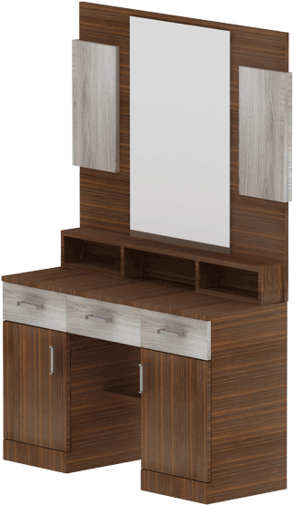 Modern Wooden Dressing Tablewith Mirror PNG Image