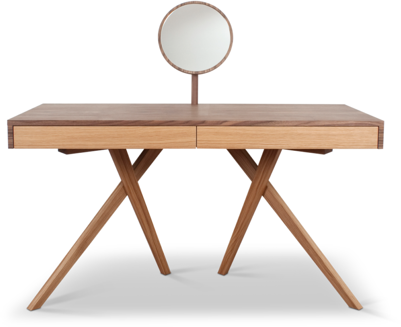 Modern Wooden Dressing Tablewith Mirror PNG Image