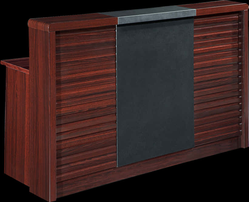 Modern Wooden Reception Desk PNG Image